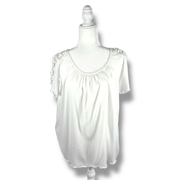 New York Laundry Tie Up Sleeve White Tee Sz M - Picture 2 of 10
